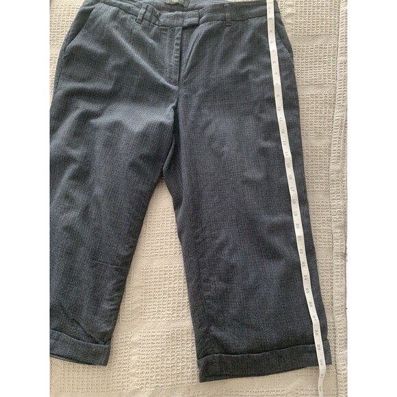 Talbots Italian Flannel Cropped Pants Cuffed Gray Blue Black Plaid 12P Wide Leg - Picture 9 of 11
